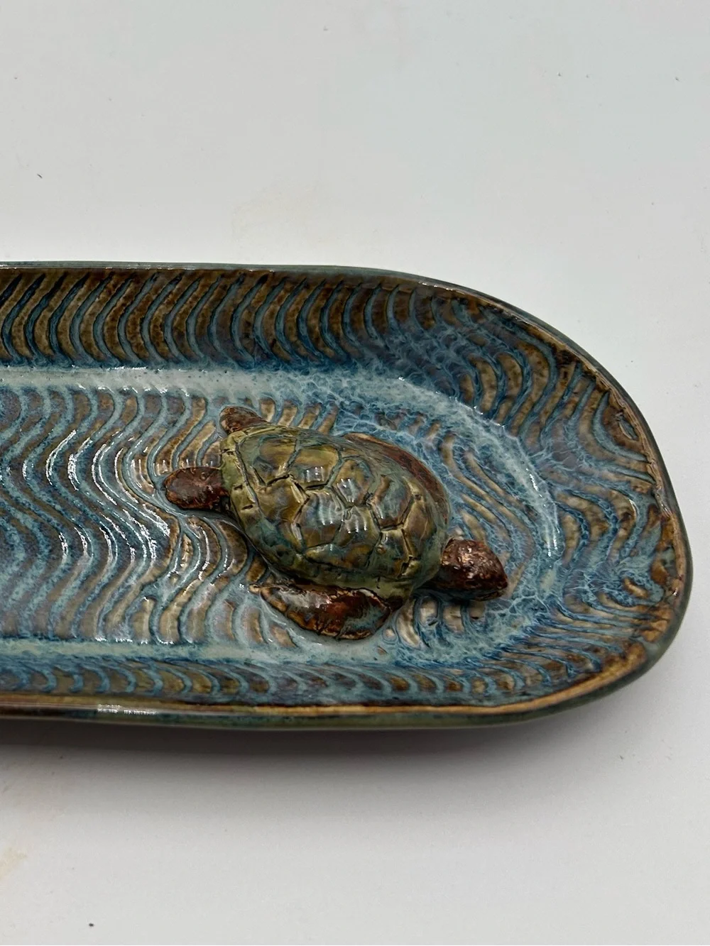 Studio Pottery Sea Turtle Serving Tray / Trinket Tray